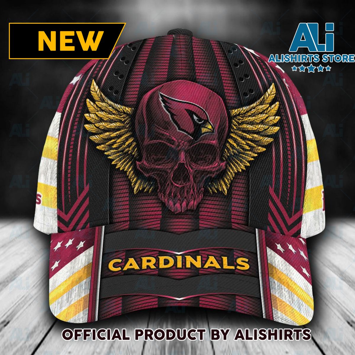 Personalized Arizona Cardinals Skull Wings Classic Cap