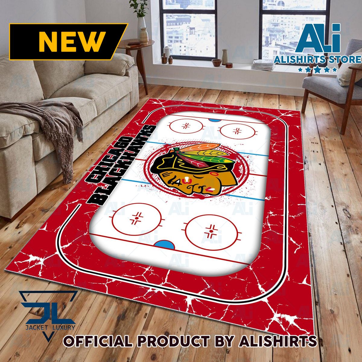 Chicago Blackhawks NHL team Rug Carpet