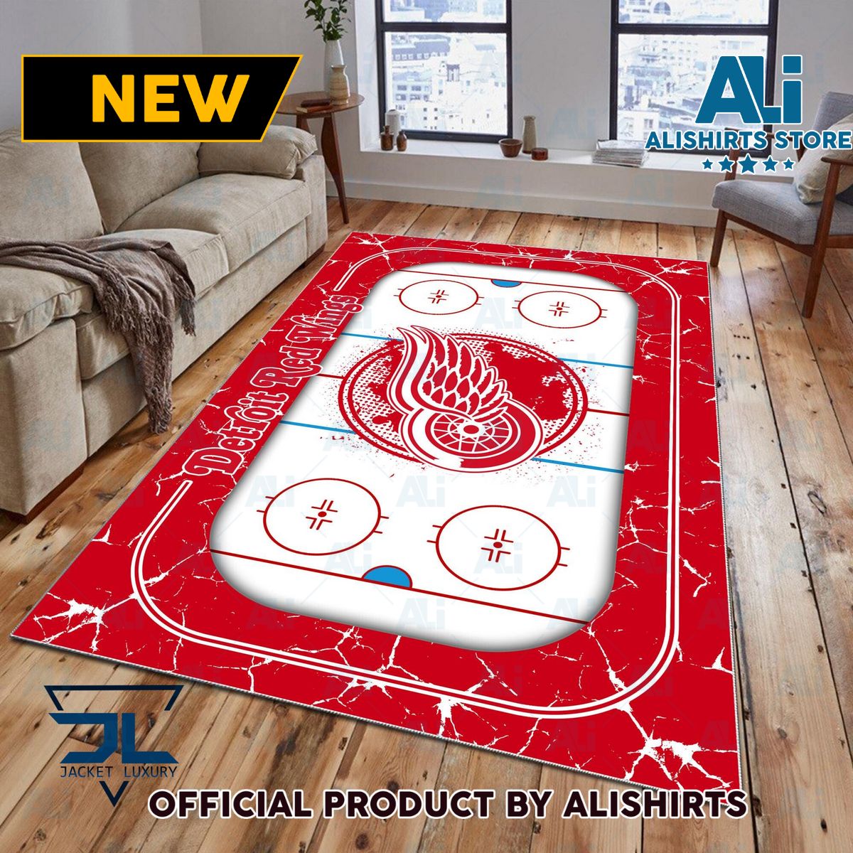 Detroit Red Wings NHL team Rug Carpet