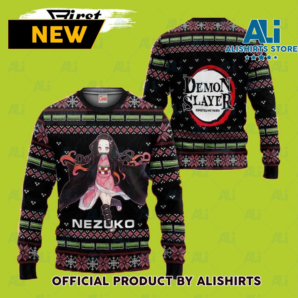 Nezuko Kamado Ugly Sweater Christmas Demon Slayer Anime Knitted Sweater