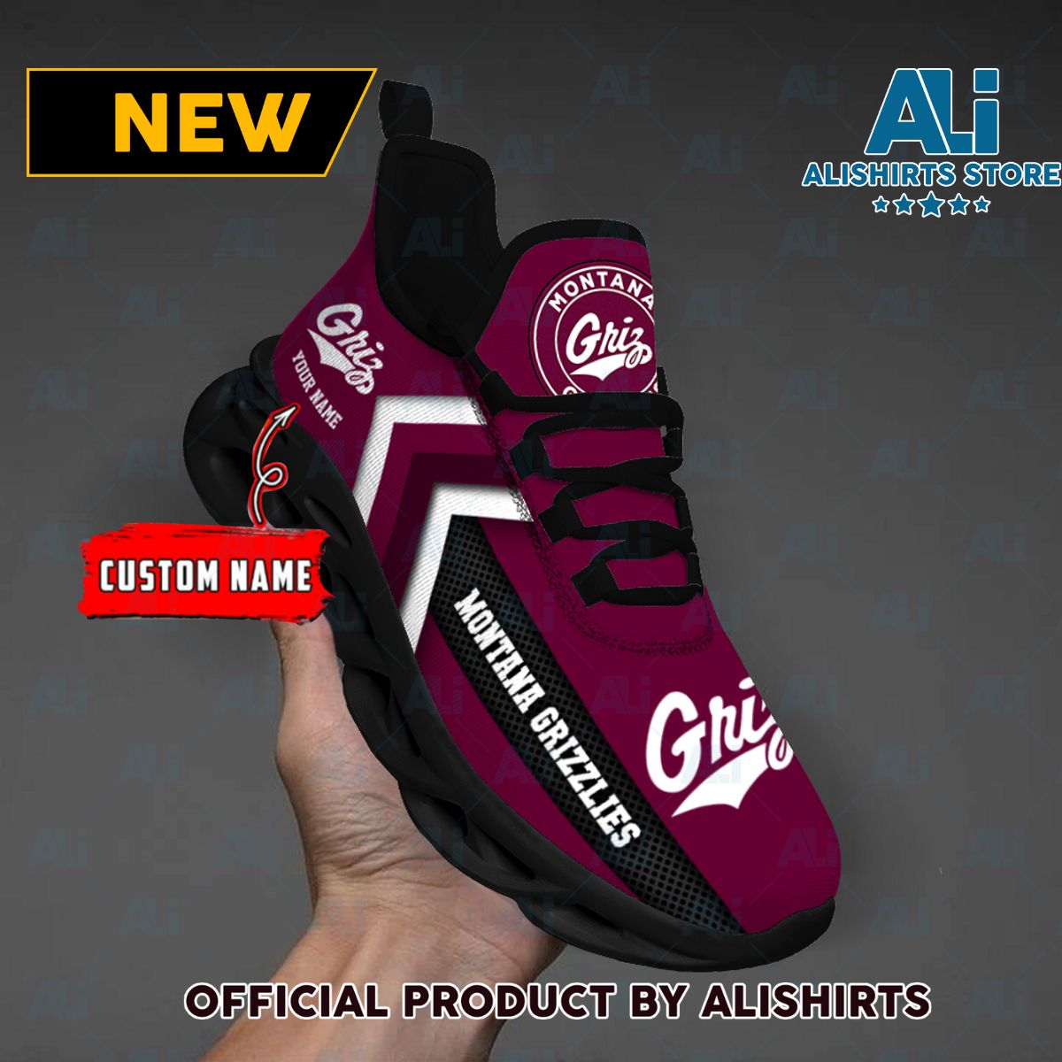 NCAA Montana Grizzlies Team Logo Custom Name Max Soul Shoes