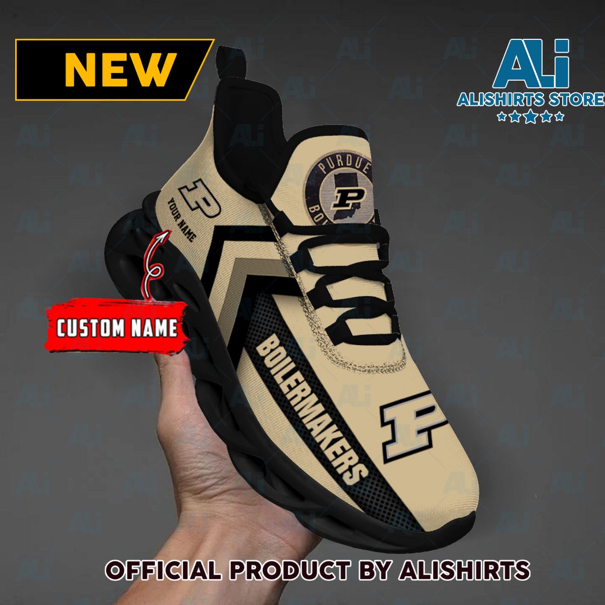 NCAA Purdue Boilermakers Team Logo Custom Name Max Soul Shoes