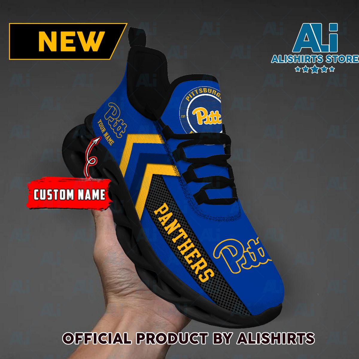 NCAA Pittsburgh Panthers Team Logo Custom Name Max Soul Shoes