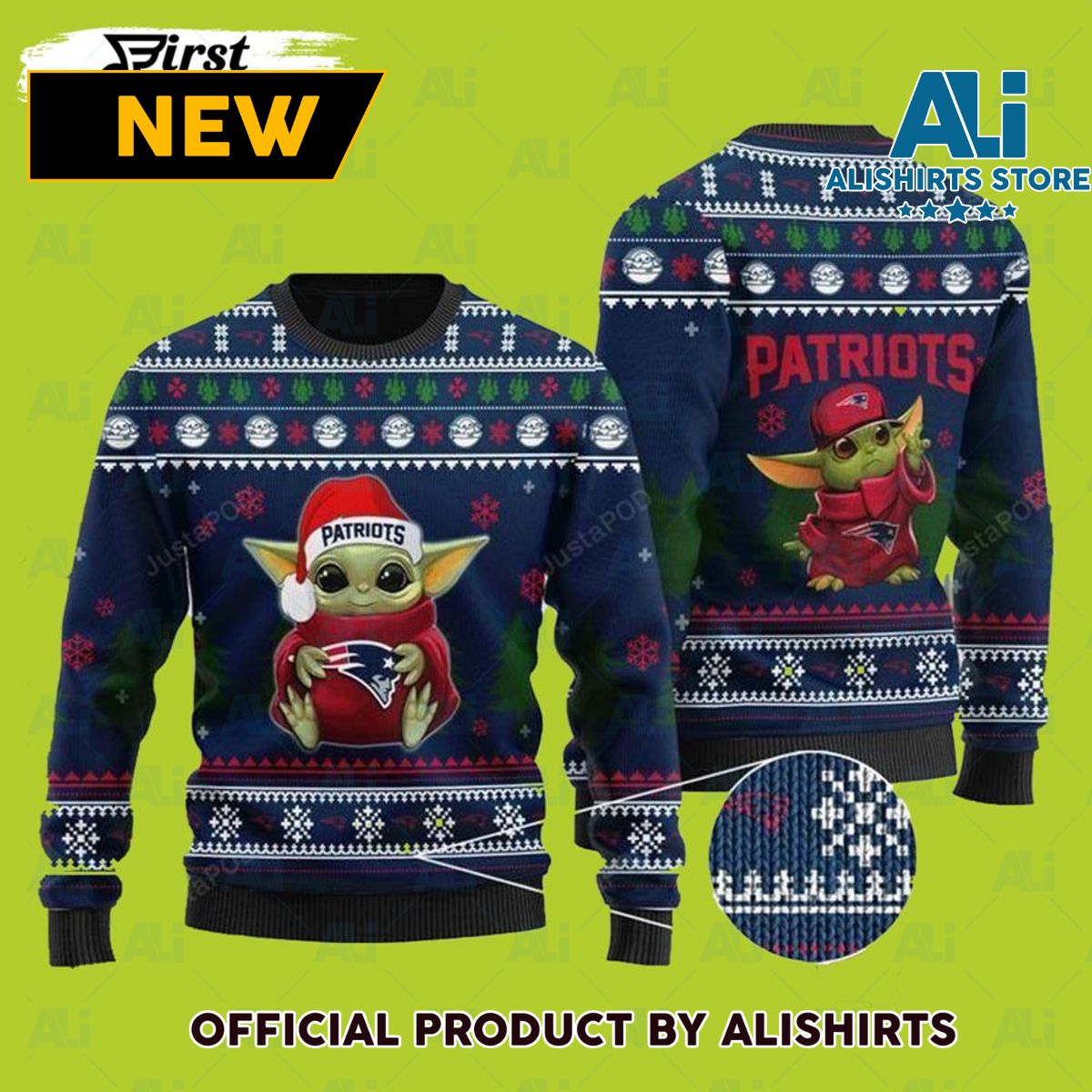 Funny Baby Yoda Take Logo New England Patriots Ugly Christmas Sweater