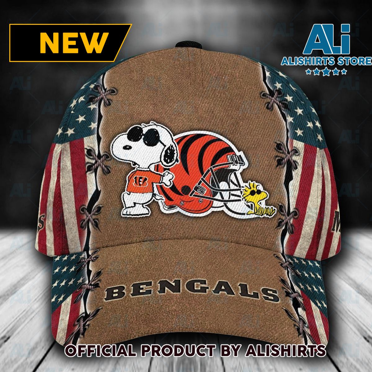 Personalized Cincinnati Bengals Snoopy Dog USA Flag Classic Cap