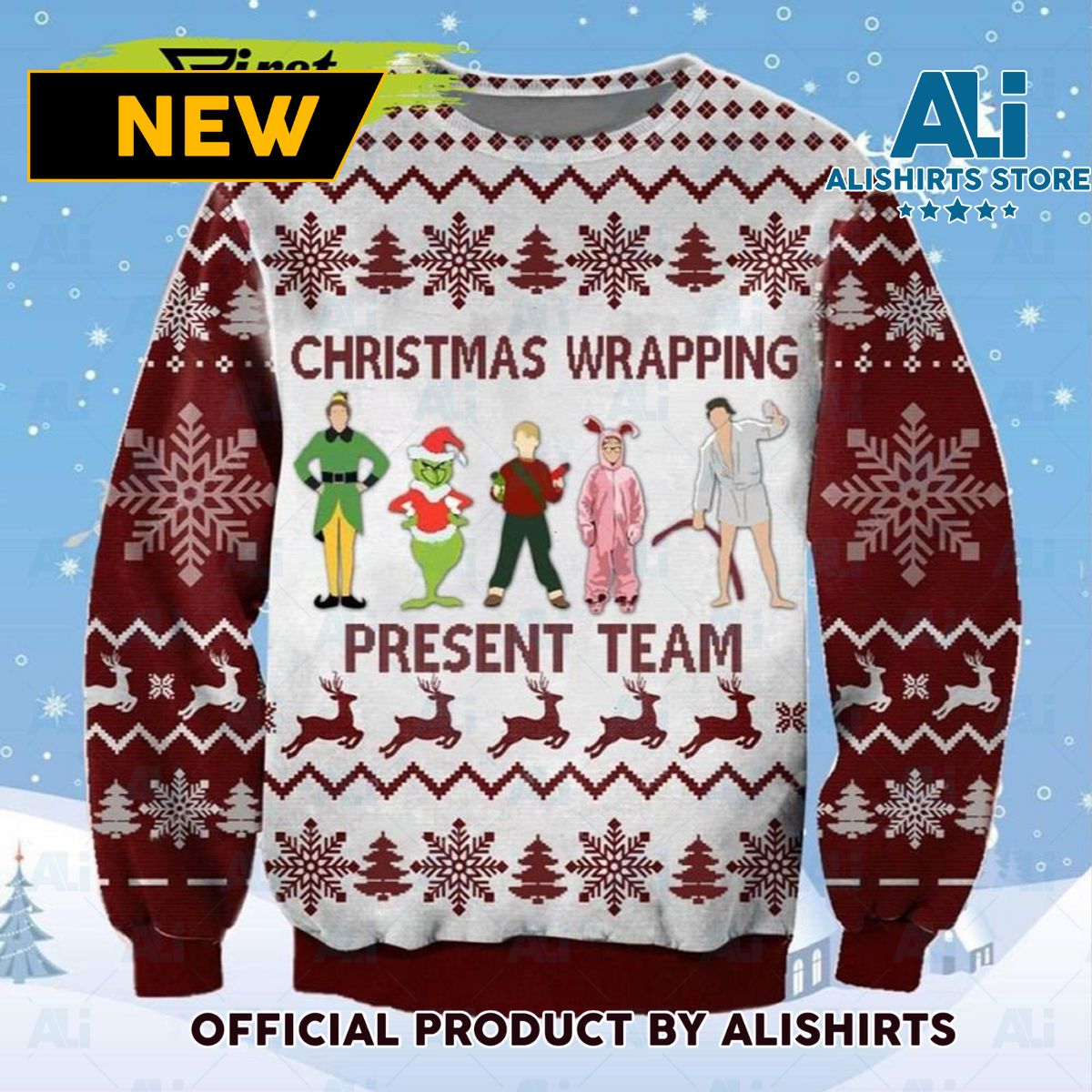 Christmas Wrapping Present Team Muppet Home Alone Elf Grinch Elf Ugly Christmas Sweater