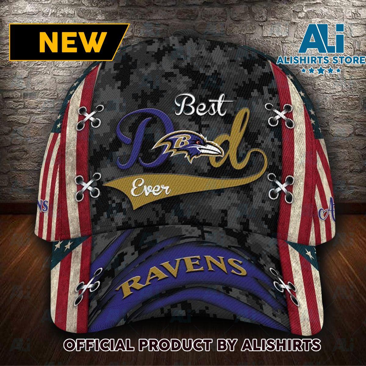 Personalized Baltimore Ravens Best Dad Camo Classic Cap