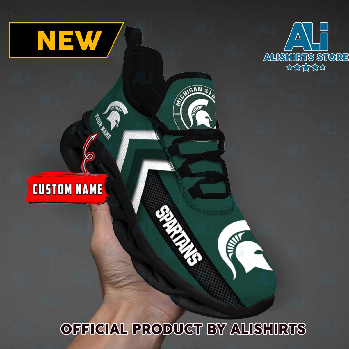 NCAA Michigan State Spartans Team Logo Custom Name Max Soul Shoes