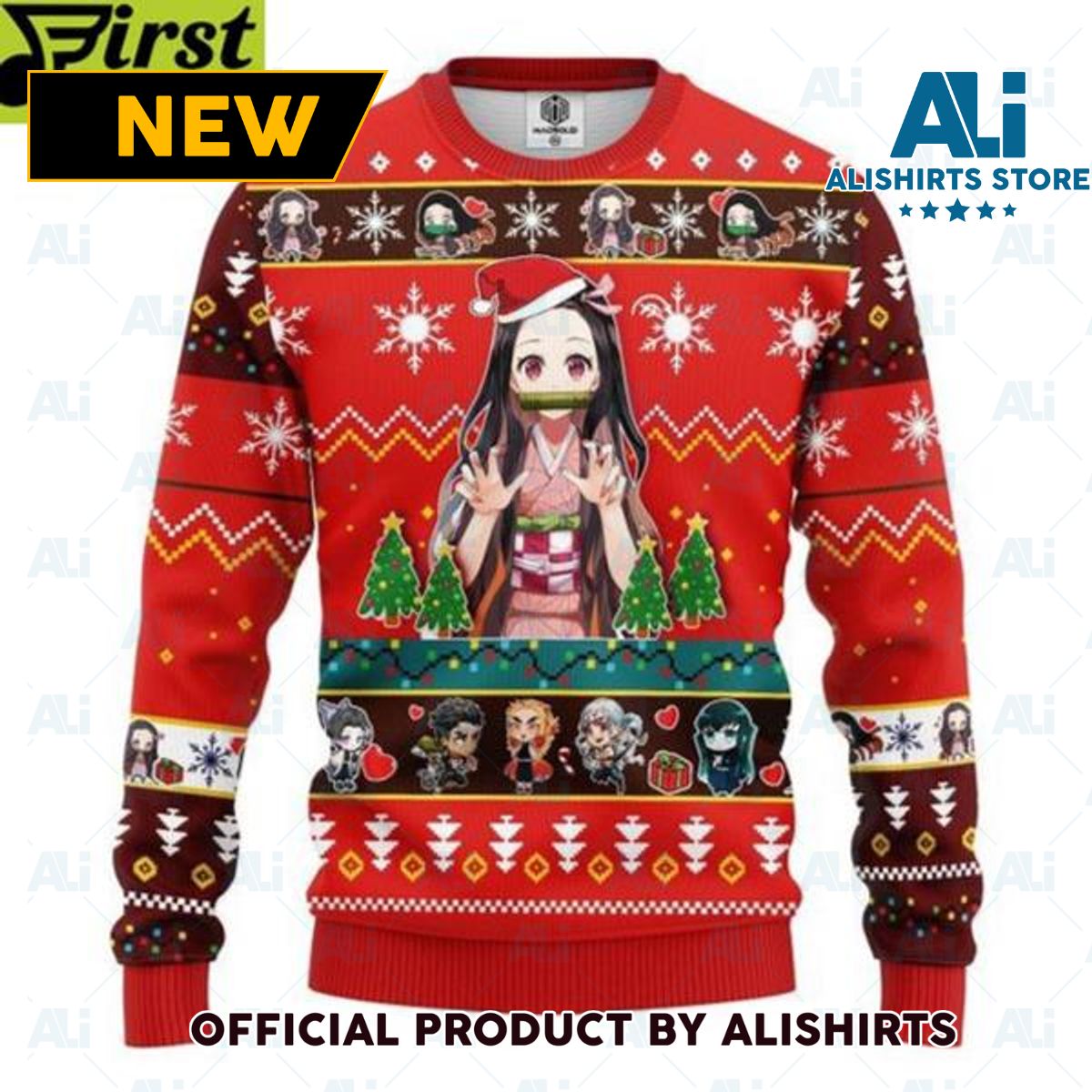 Nezuko Kamado Demon Slayer Chibi Premium Ugly Christmas Sweater