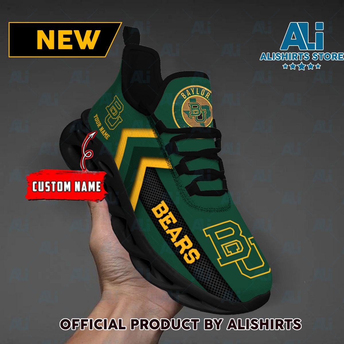 NCAA Baylor Bears Team Logo Custom Name Max Soul Shoes