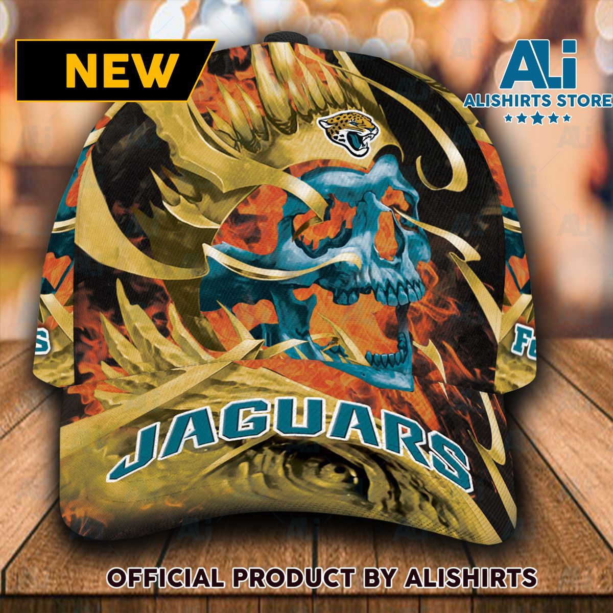 Personalized Jacksonville Jaguars Flame Skull Classic Cap