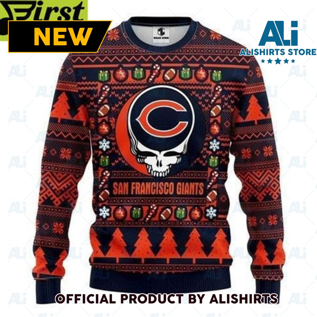 Chicago Bears Grateful Dead Ugly Christmas Sweater