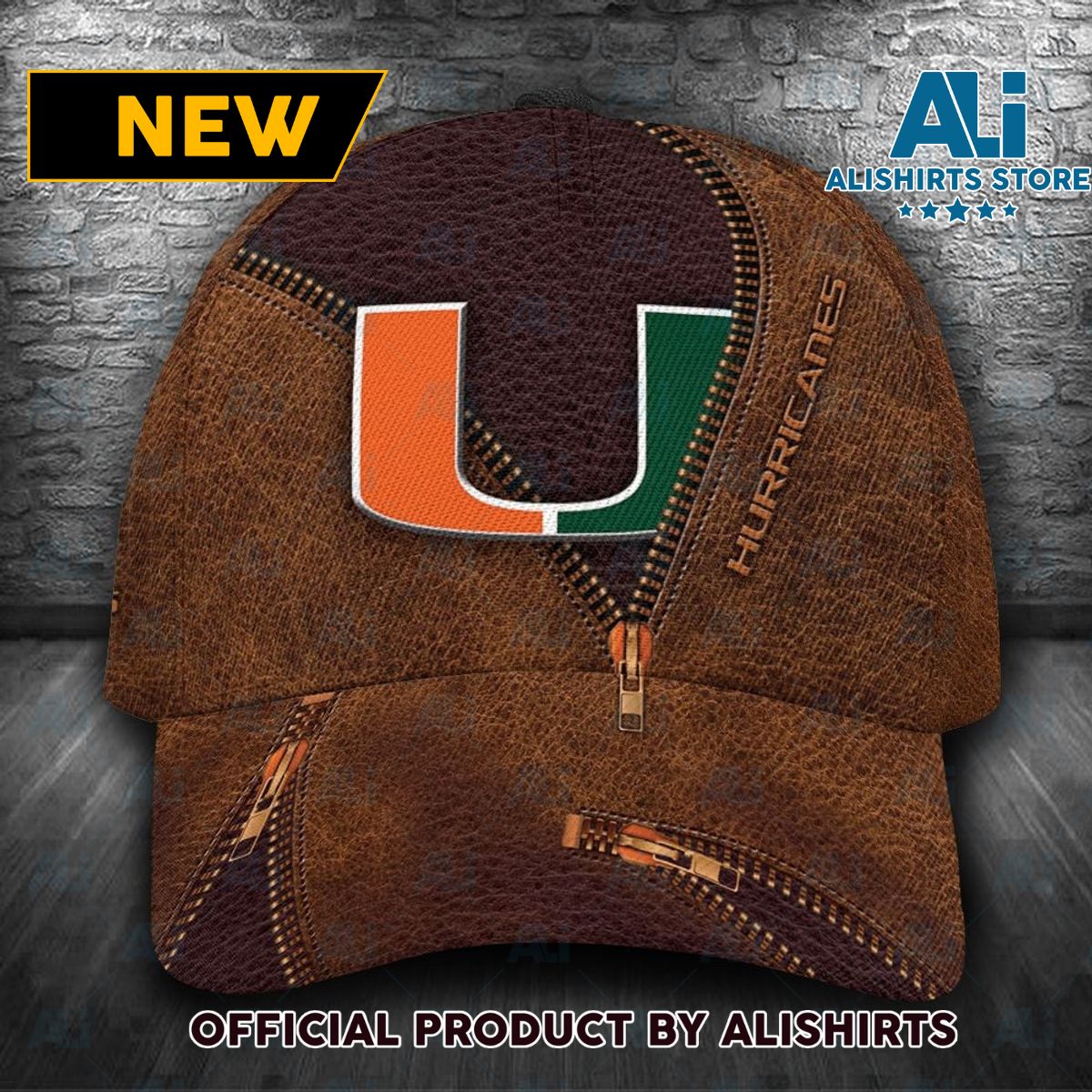 Personalized Miami Hurricanes Brown Zip Classic Cap