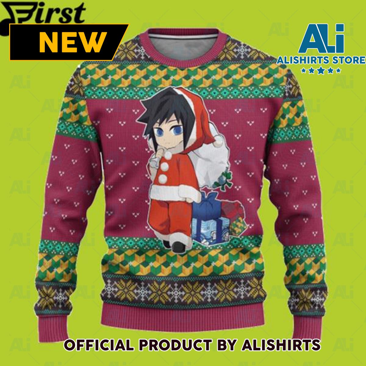 Giyuu Tomioka Demon Slayer Chibi Ugly Christmas Sweater