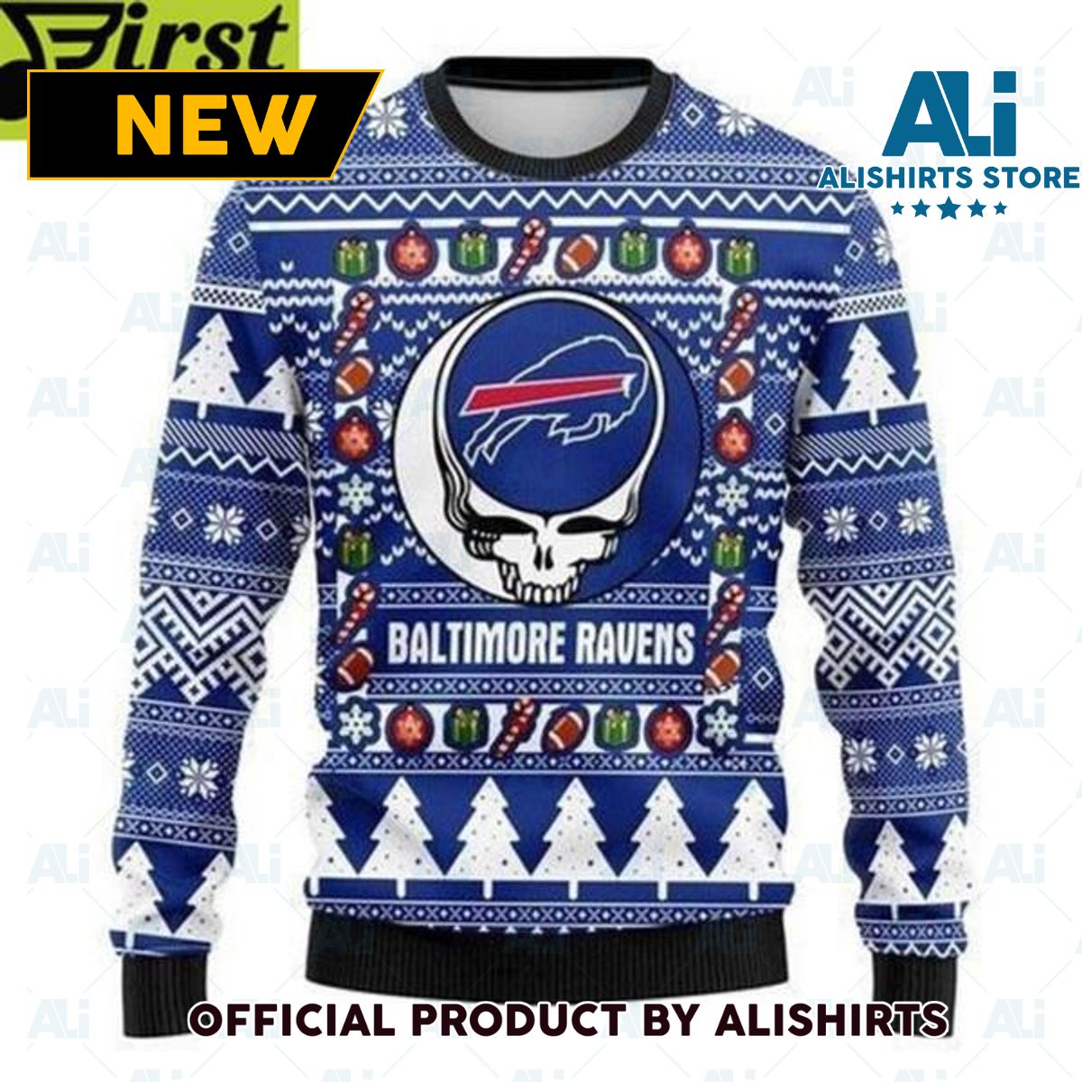 Buffalo Bills Grateful Dead Ugly Christmas Sweater