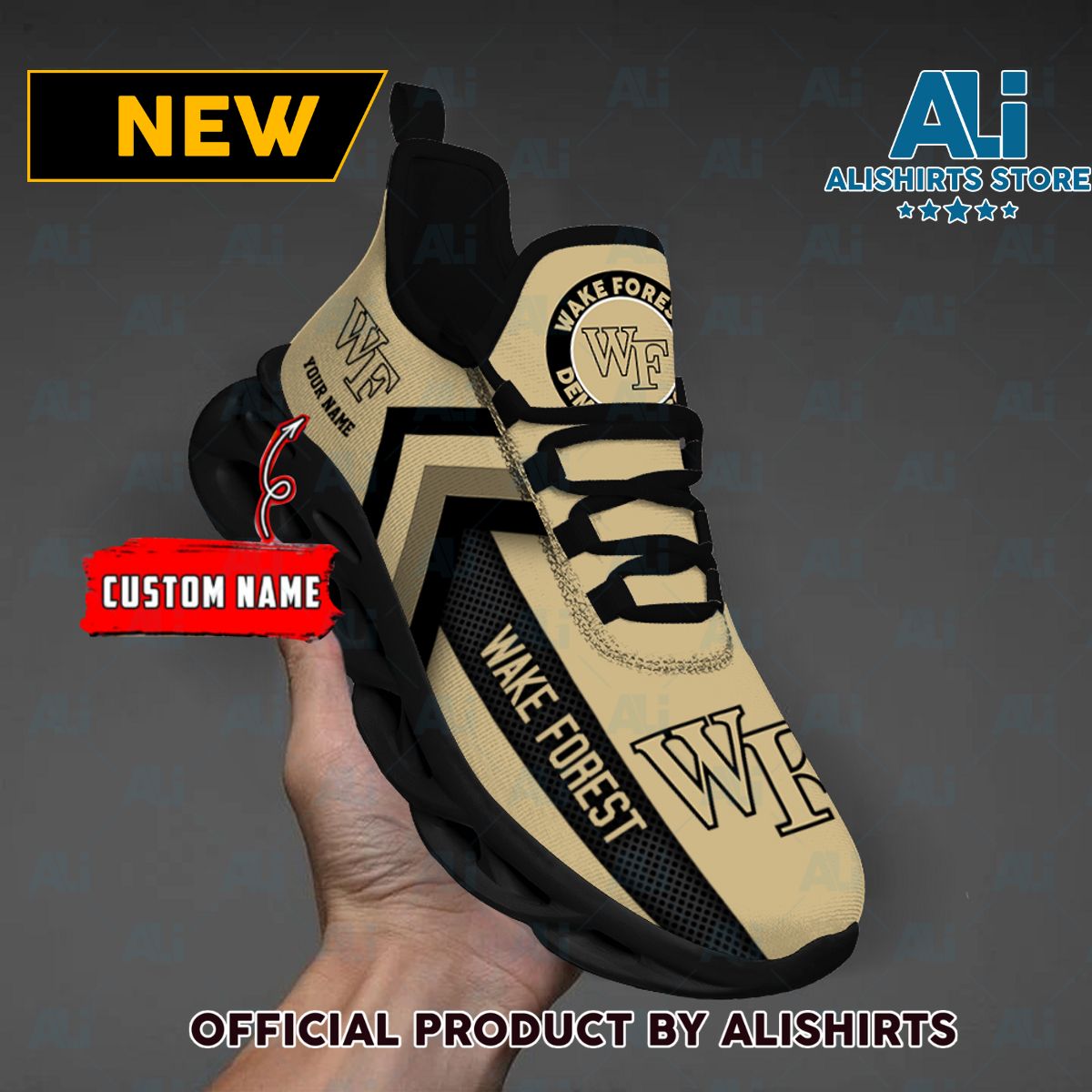 NCAA Wake Forest Demon Deacons Team Logo Custom Name Max Soul Shoes