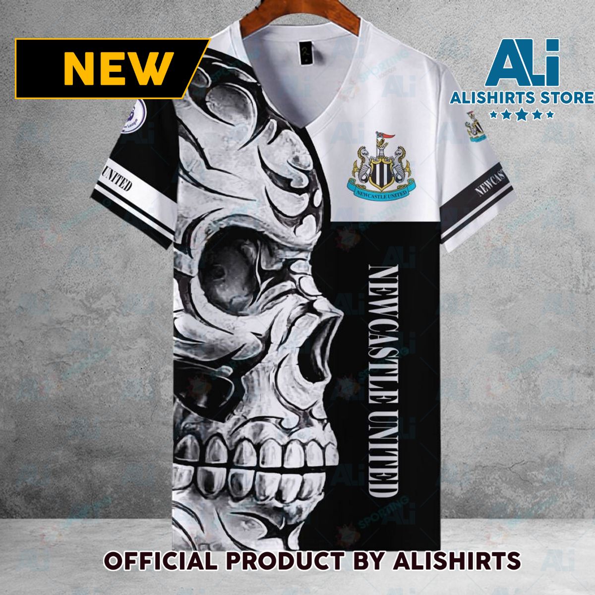 Newcastle United FC EPL Skull Football Hawaiian shirt