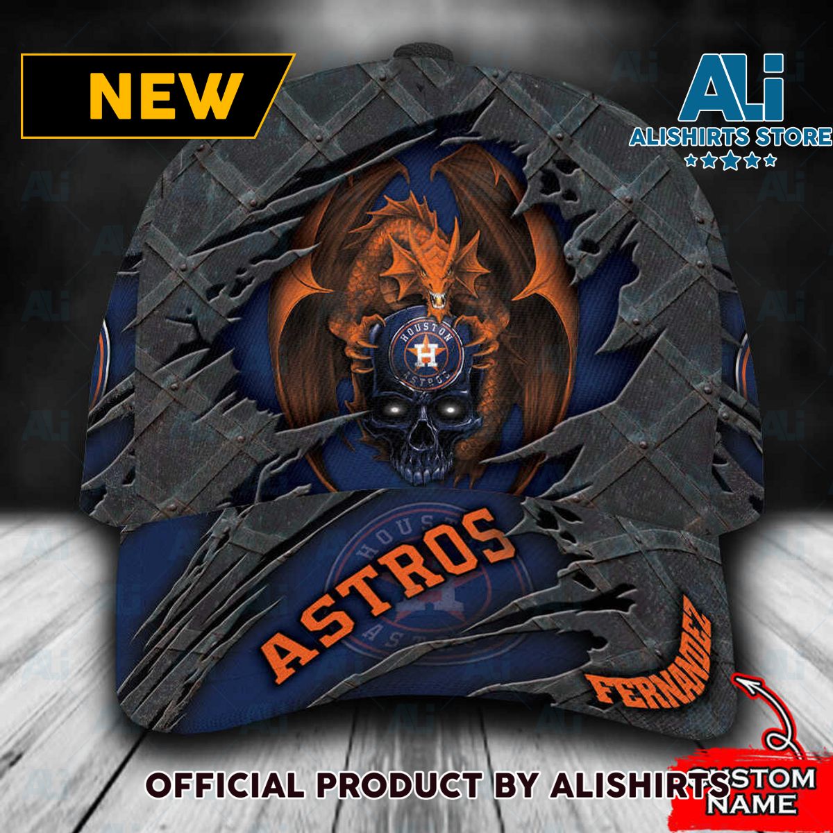 Personalized Houston Astros Skull Dragon Classic Cap