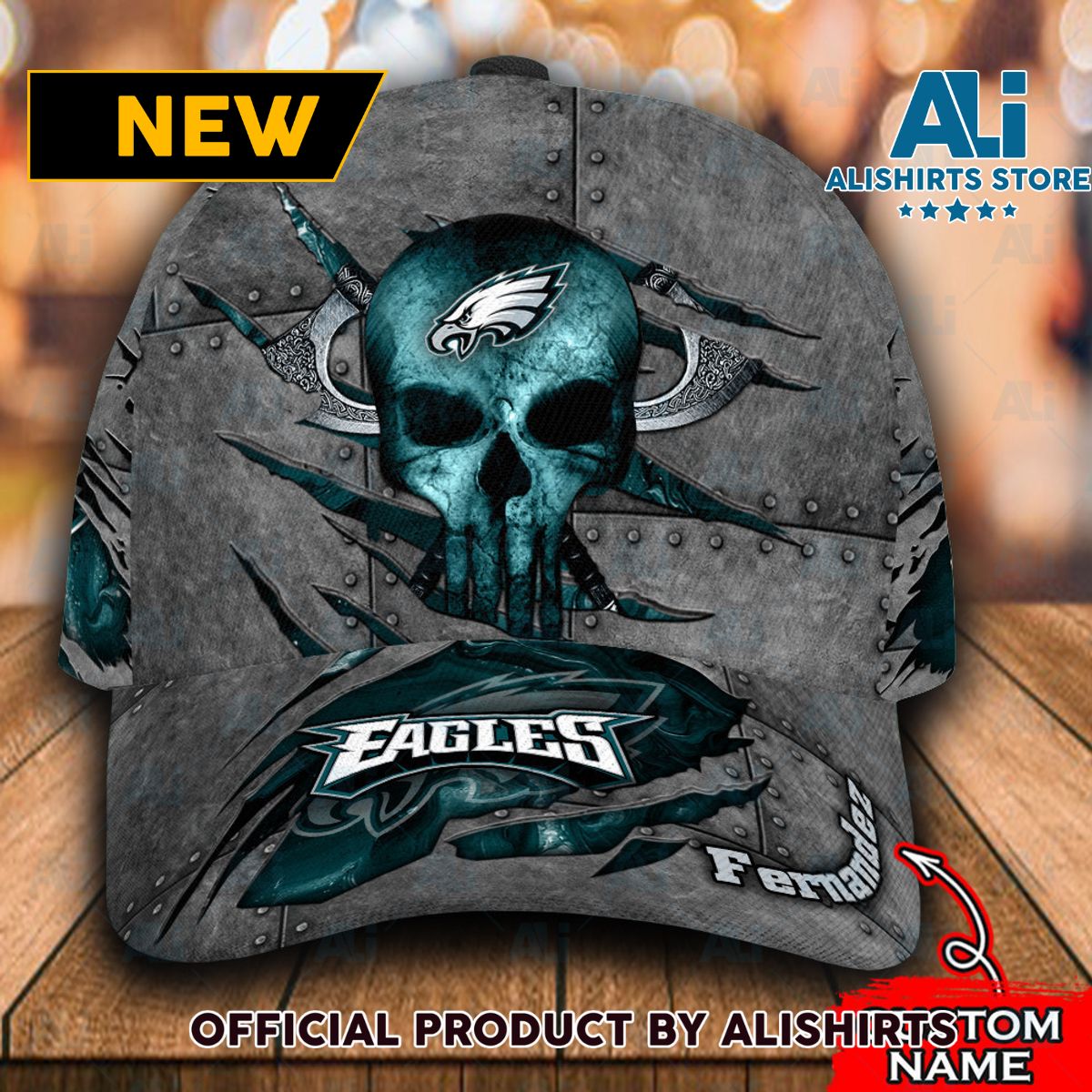 Personalized Philadelphia Eagles The Punisher Skull Classic Cap