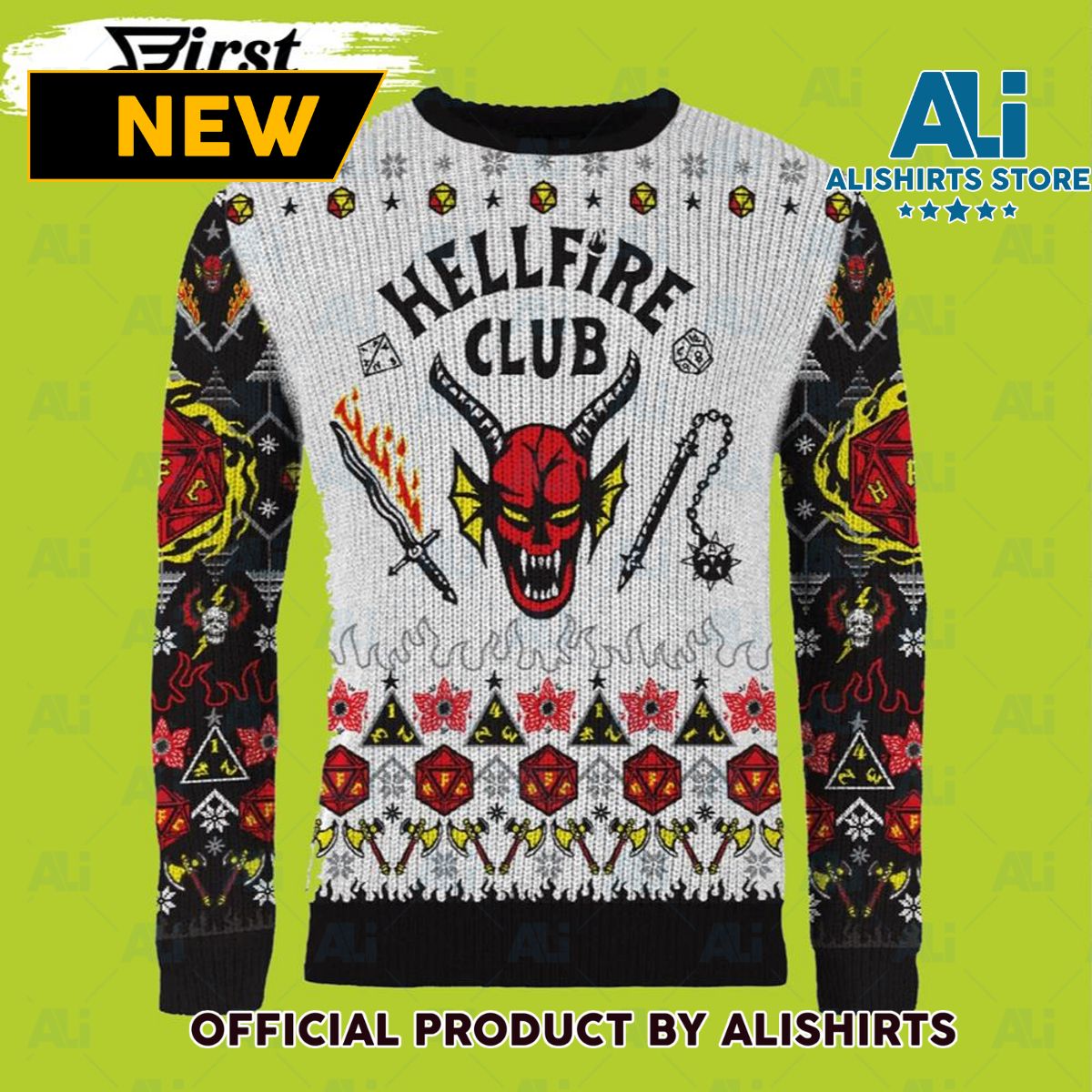 Hellfire Club Stranger Things Ugly Christmas Sweater Preorder