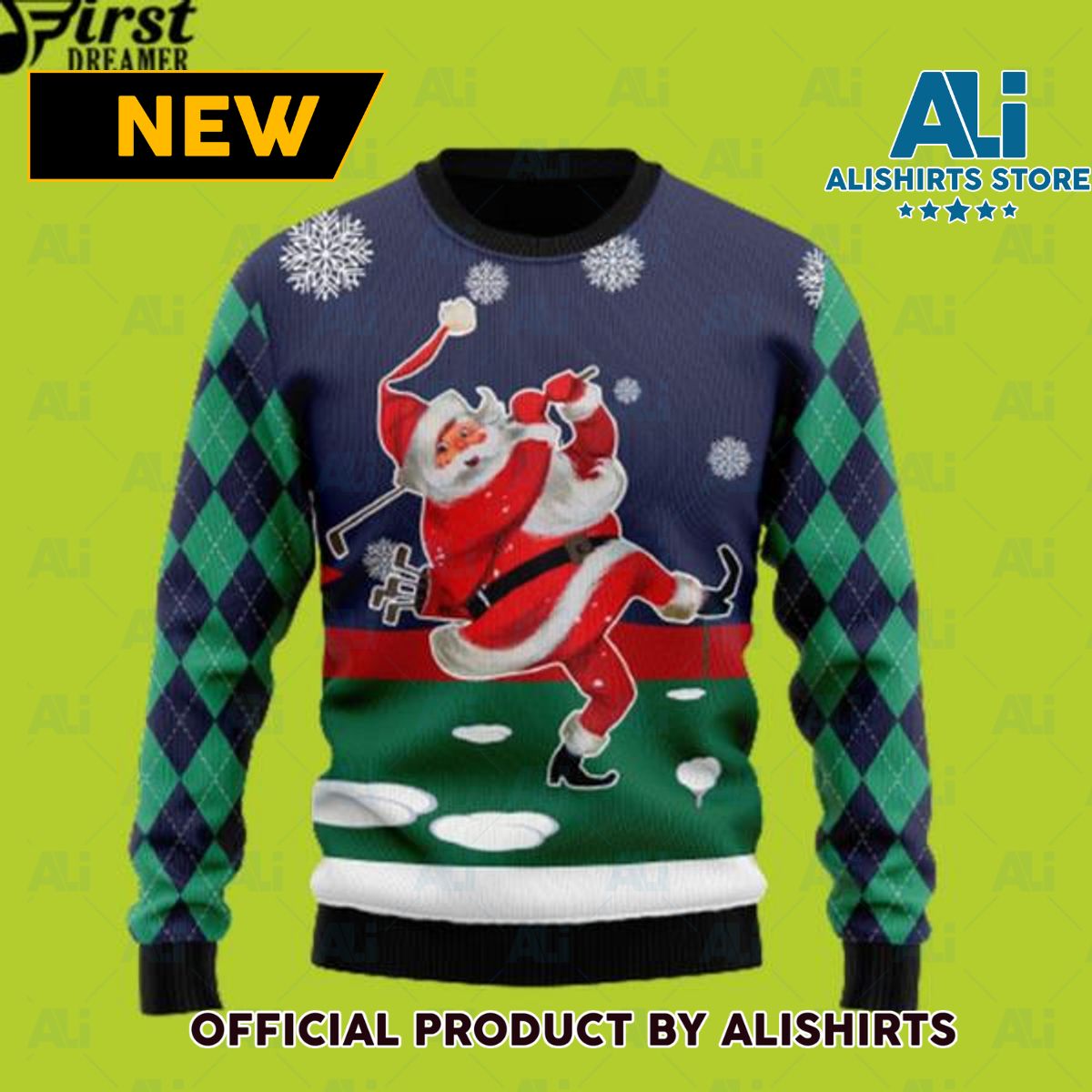 Santa Golfer Funny Santa Ugly Christmas Sweater