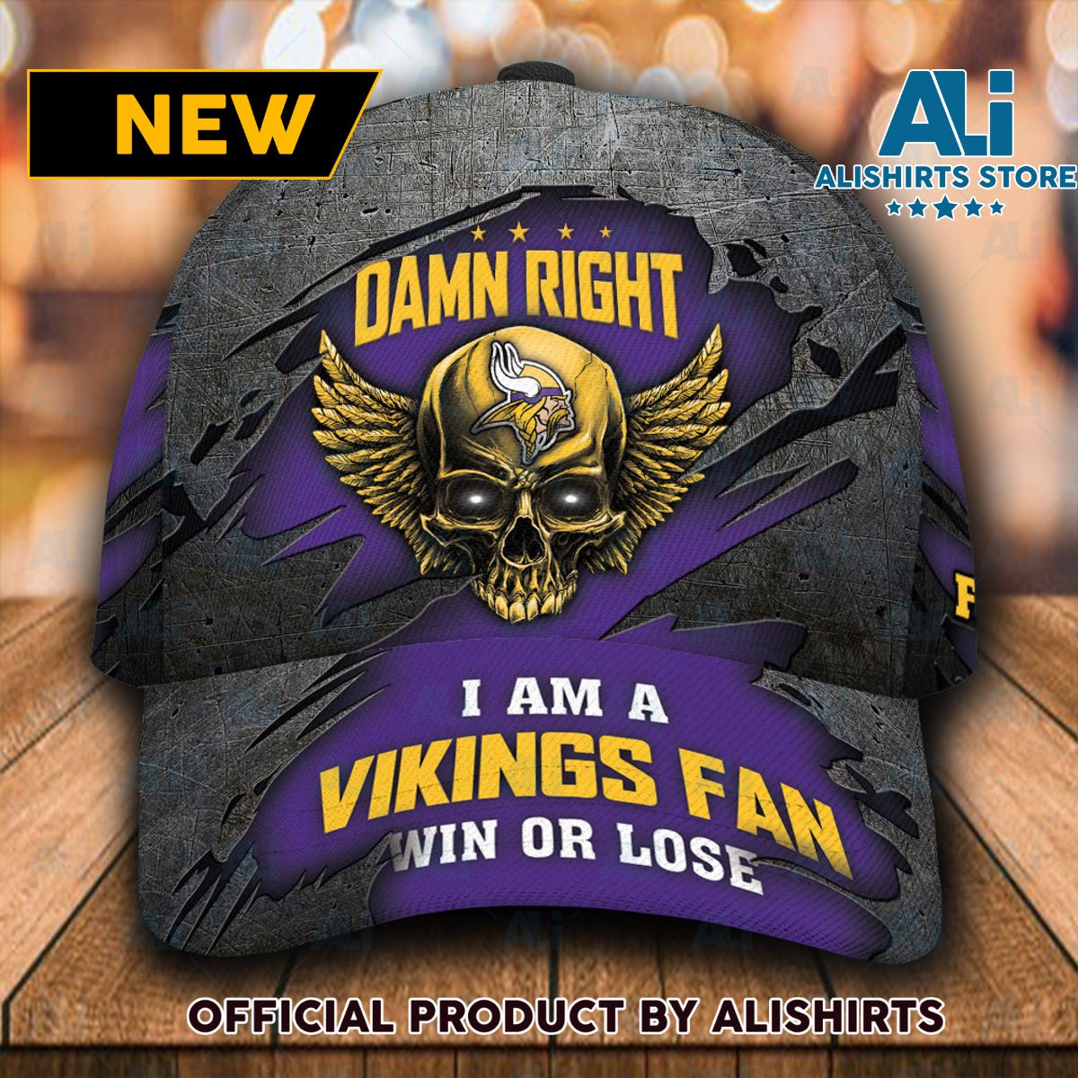 Personalized Minnesota Vikings Luxury Skull Damn Right Classic Cap