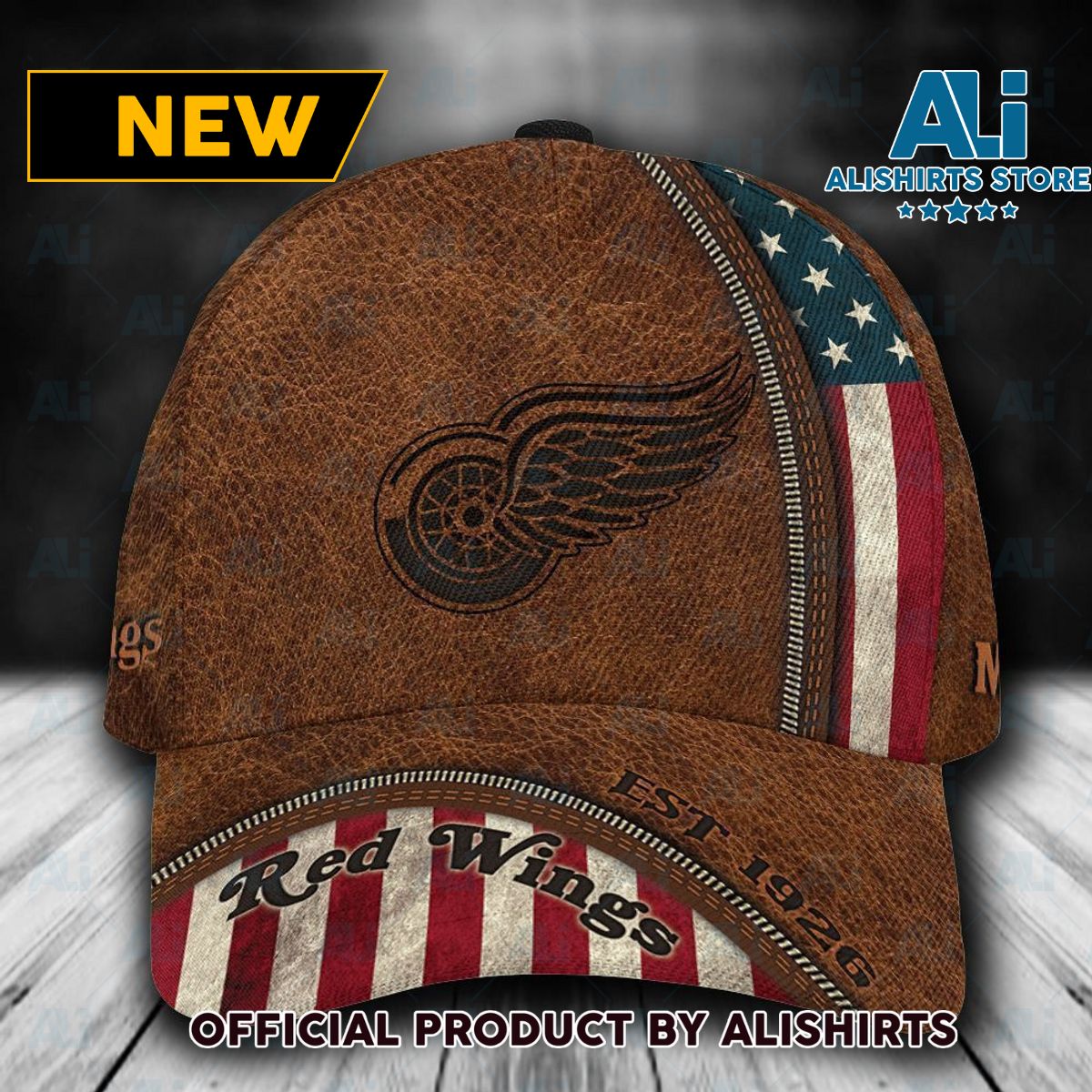 Personalized Detroit Red Wings USA Flag Classic Cap