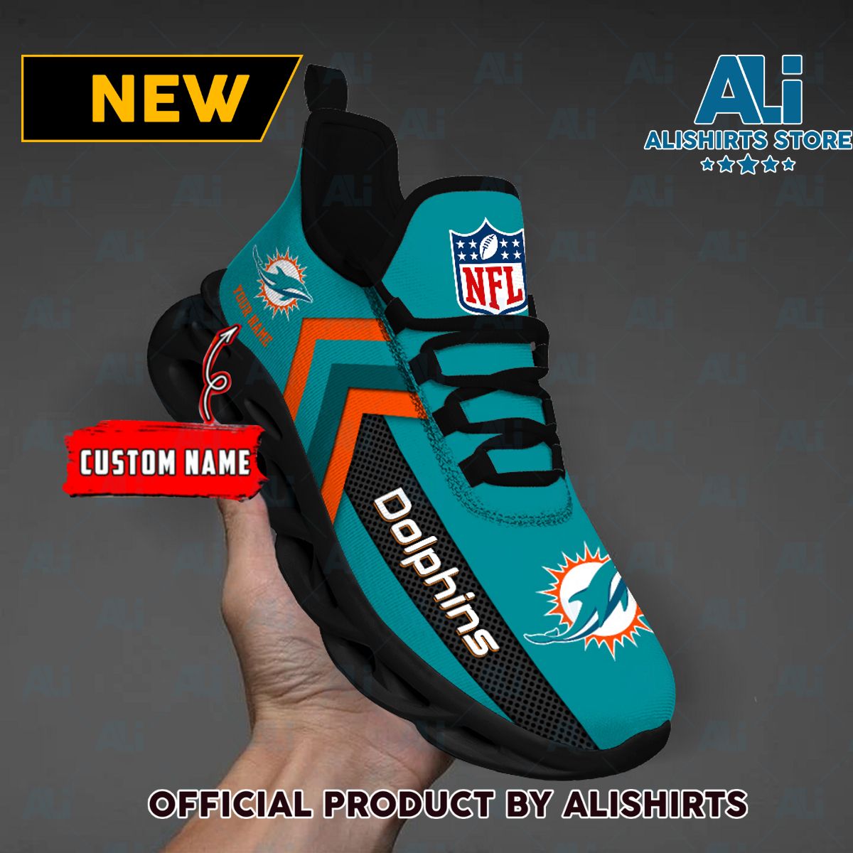 NFL Miami Dolphins Team Logo Custom Name Max Soul Shoes