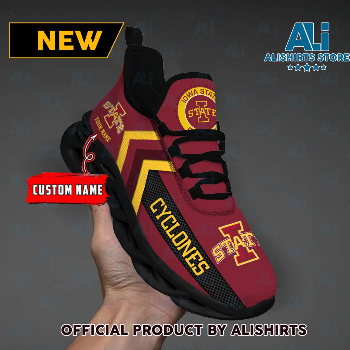 NCAA Iowa State Cyclones Team Logo Custom Name Max Soul Shoes