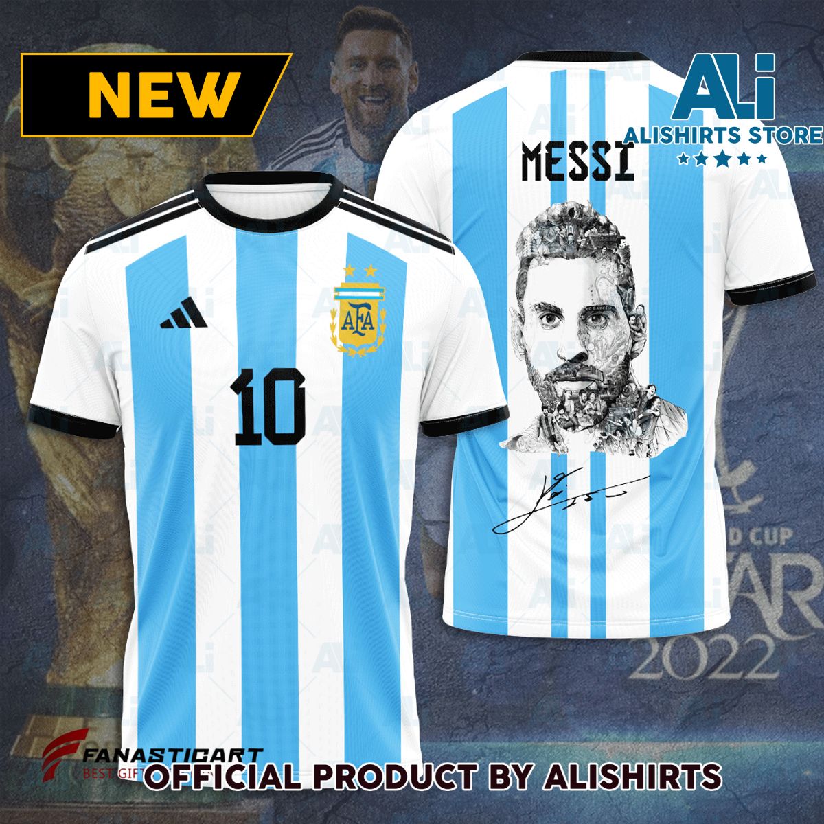 Lionel Messi Argentina Classic Signature Football Jersey Kit