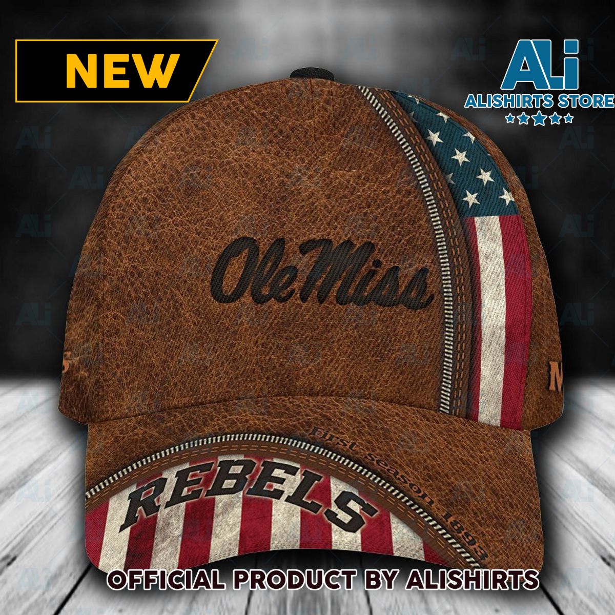 Personalized Ole Miss Rebels USA Flag Classic Cap
