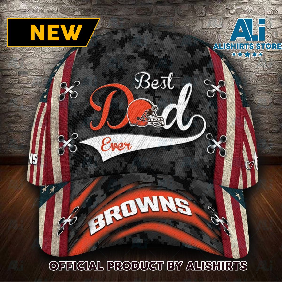 Personalized Cleveland Browns Best Dad USA Flag Classic Cap