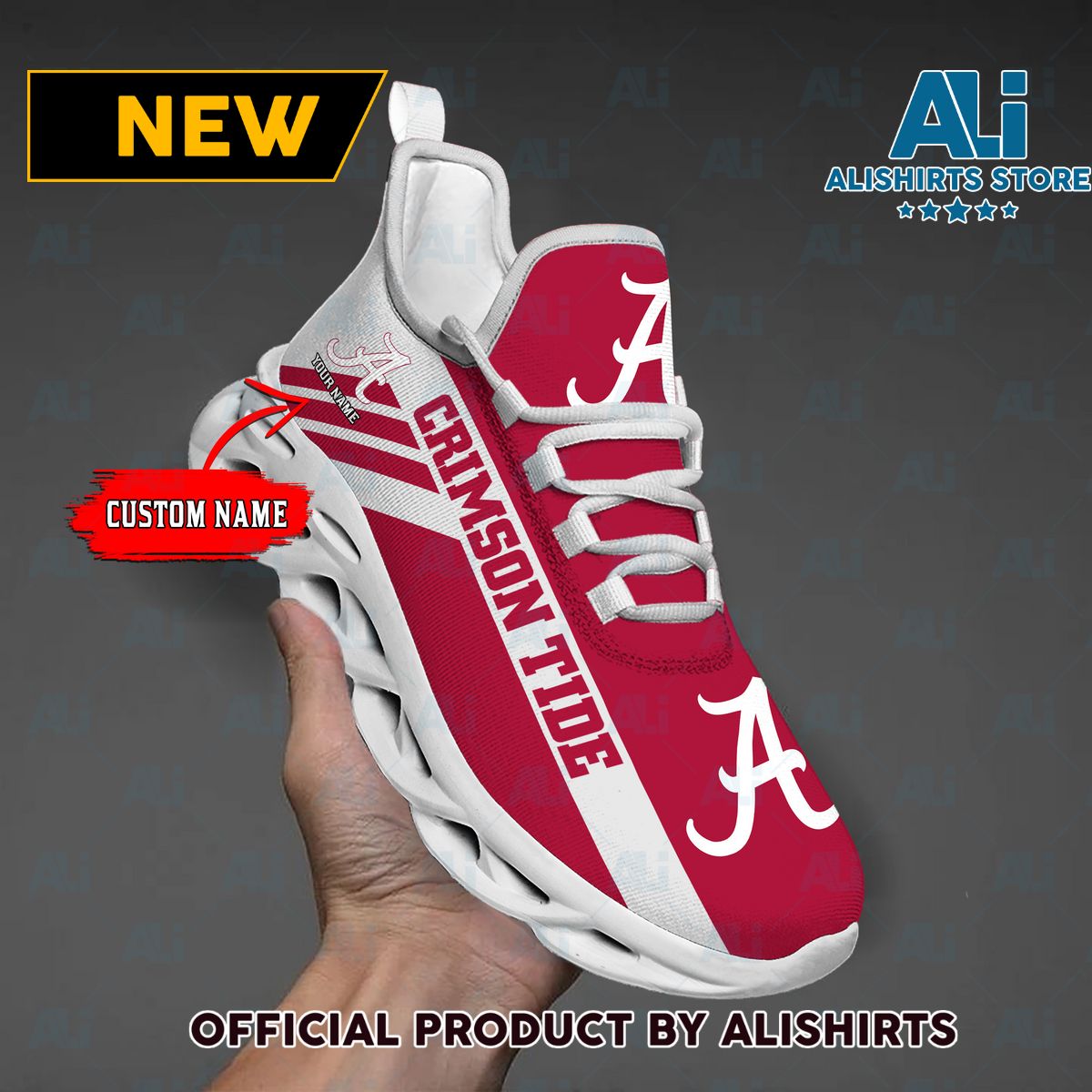 NCAA 1 Alabama Crimson Tide Custom Name Max Soul Shoes