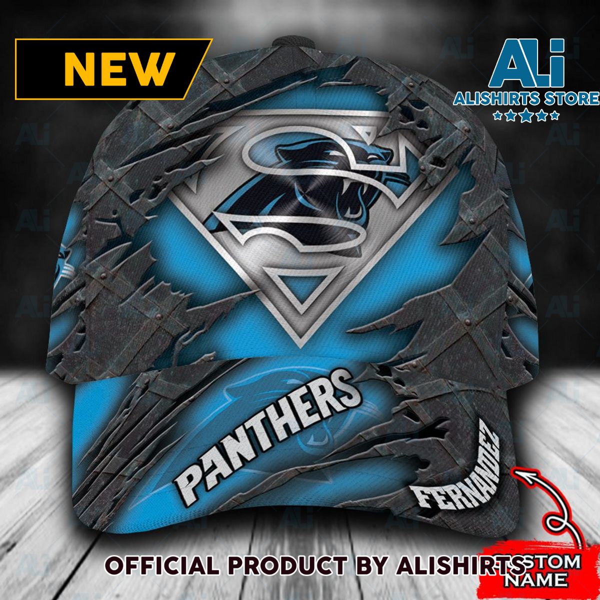 Personalized Carolina Panthers Superman Classic Cap