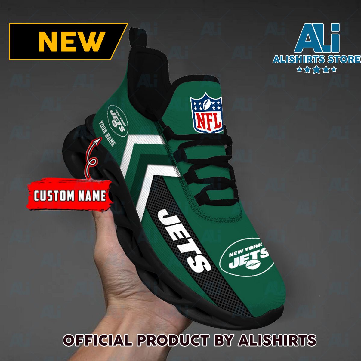 NFL New York Jets Team Logo Custom Name Max Soul Shoes