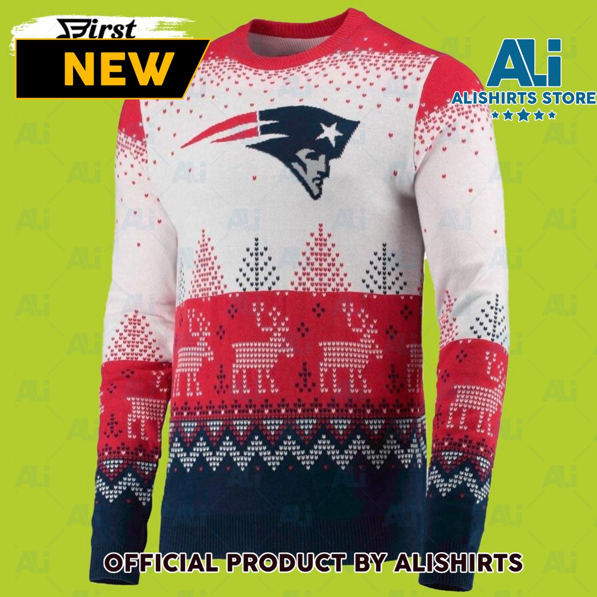 NFL New England Patriots Ugly Christmas Sweater Knit Pullover