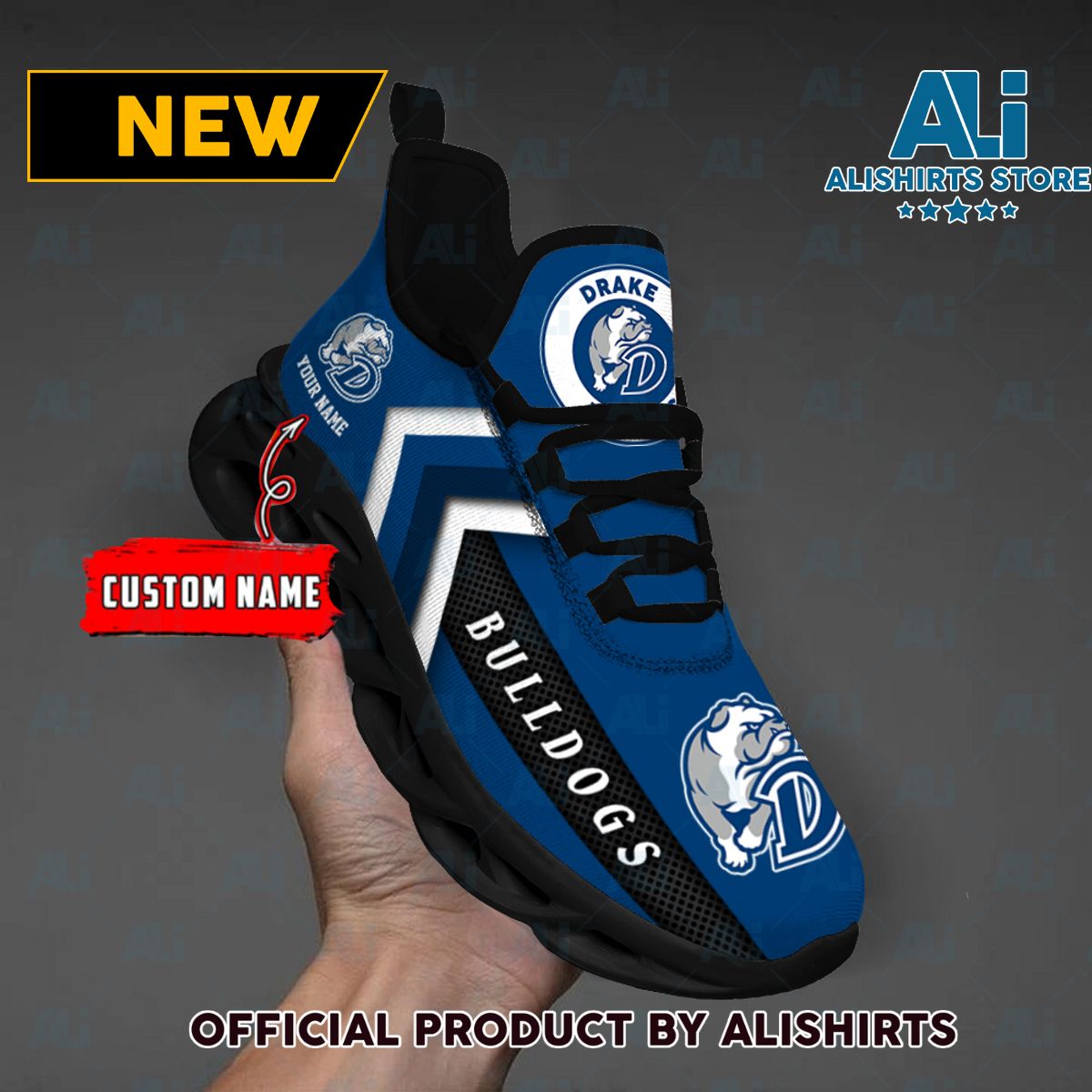 NCAA Drake Bulldogs Team Logo Custom Name Max Soul Shoes