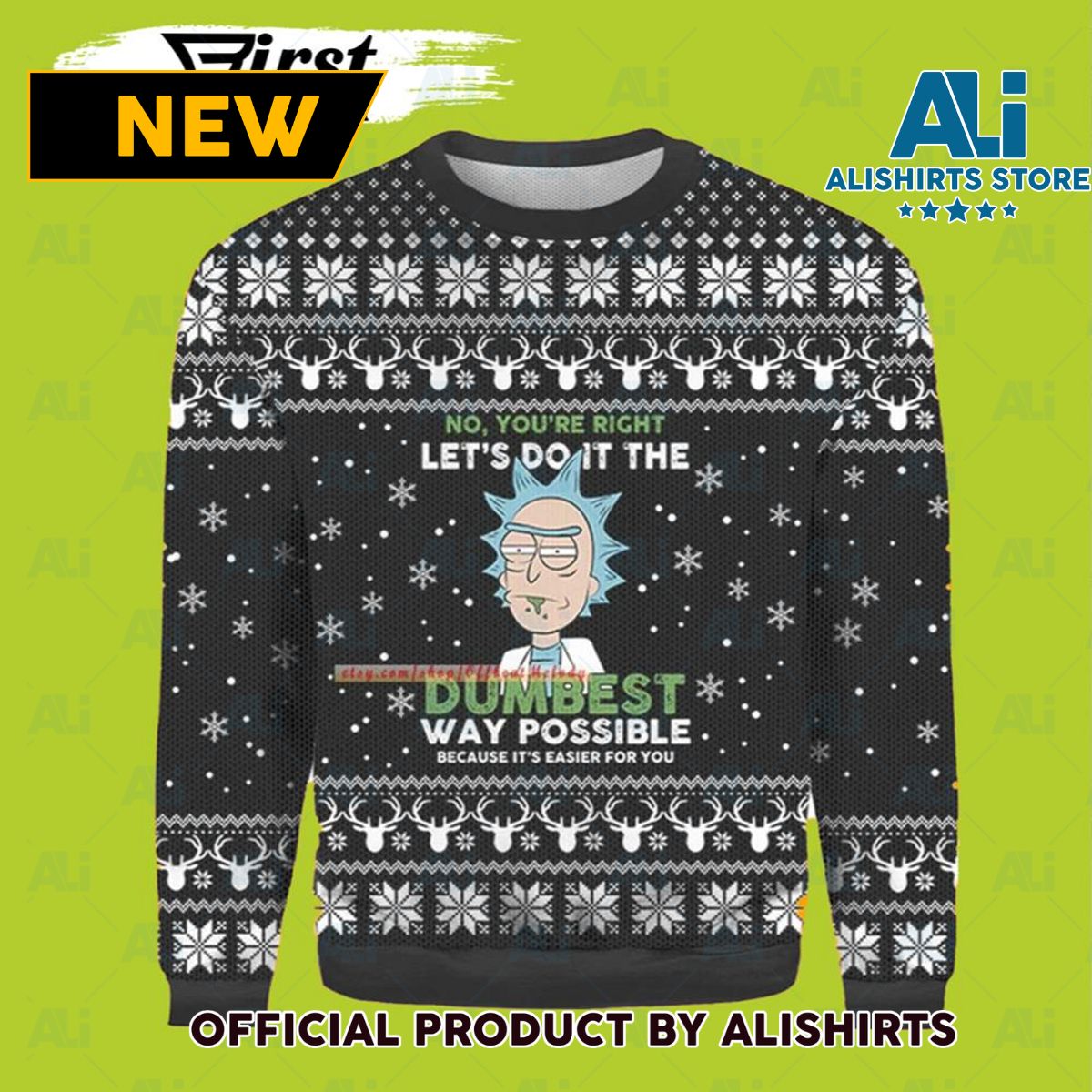 Rick And Morty Ugly Christmas Sweater Dumbest Way Possible