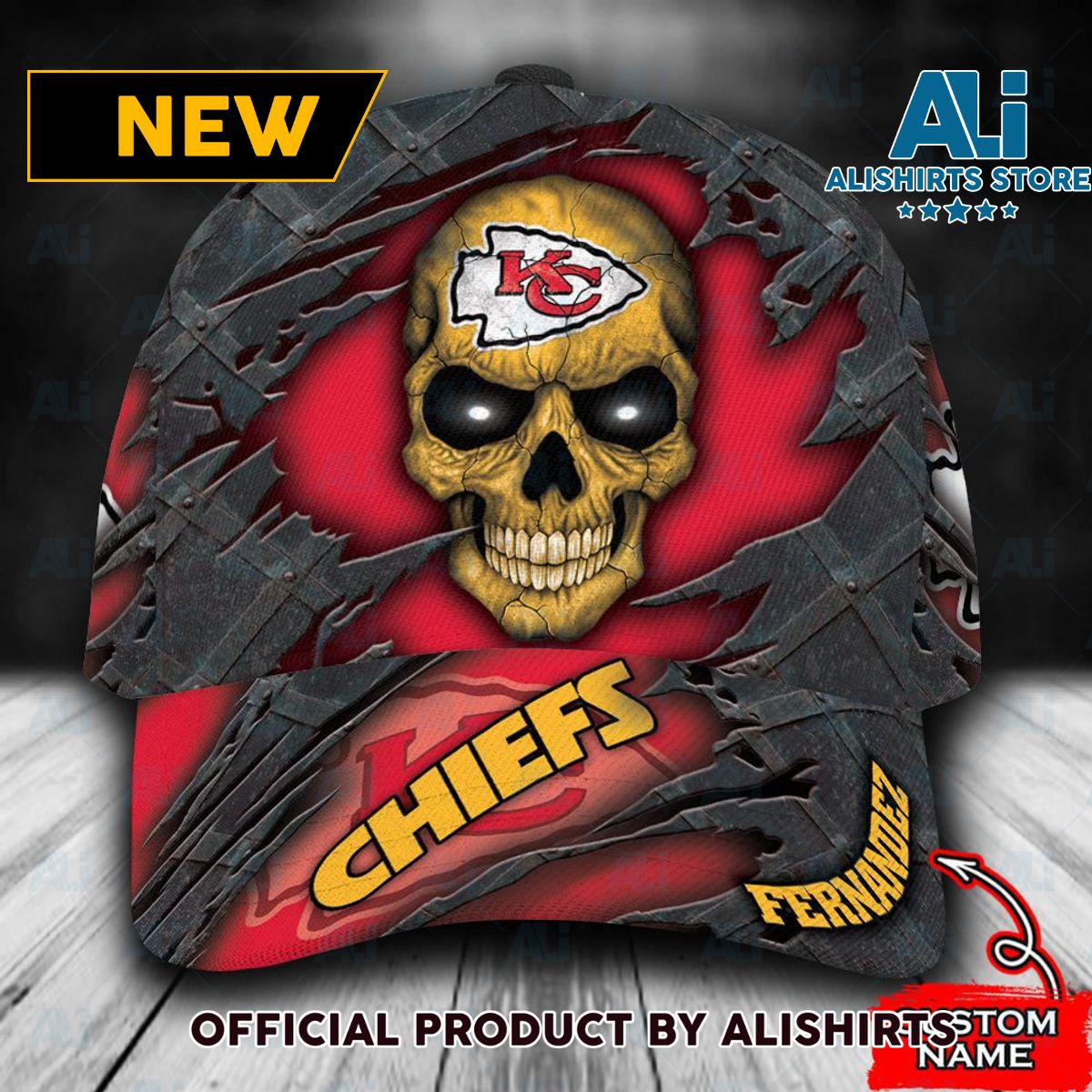 Personalized Kansas City Chiefs Skull Classic Cap