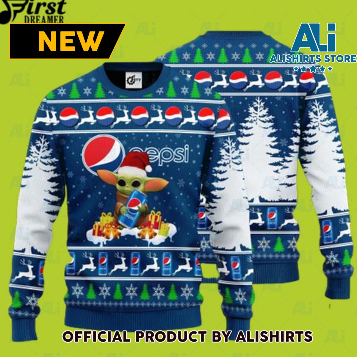 Baby Yoda Hug Pepsi Ugly Christmas Sweater