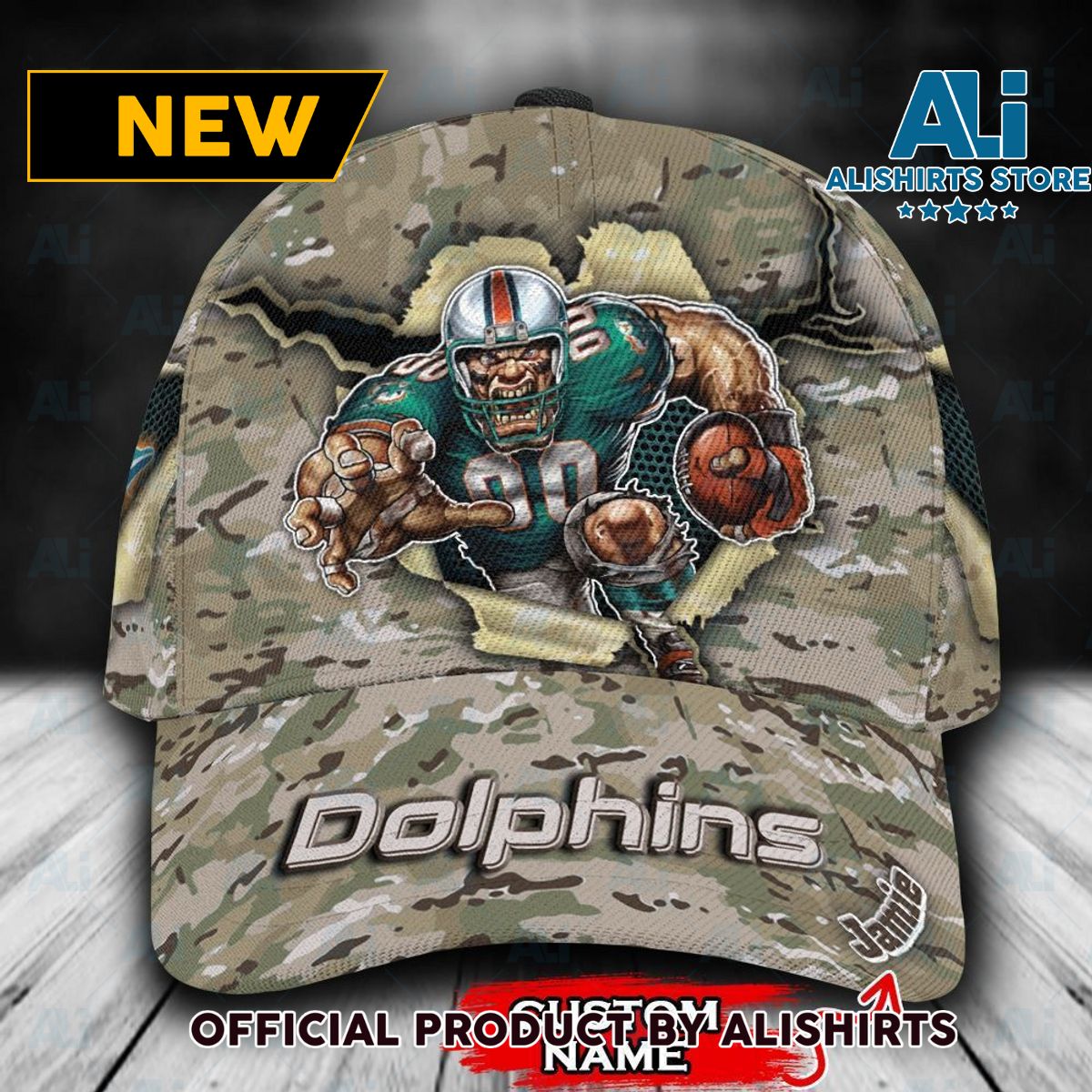 Personalized Miami Dolphins Camo Pattern Classic Cap