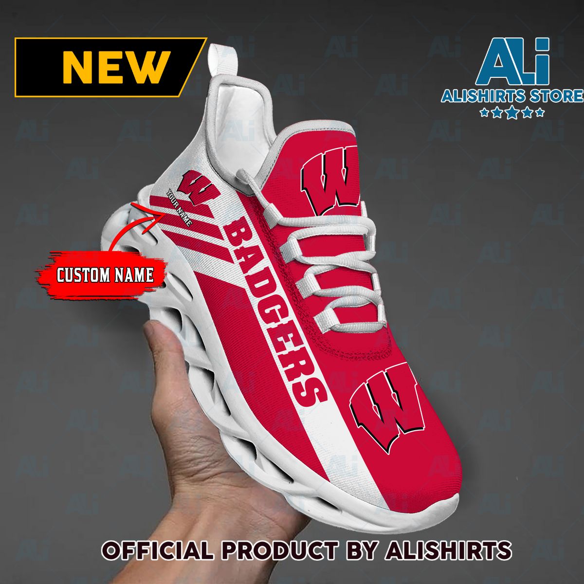 NCAA 1 Wisconsin Badgers Custom Name Max Soul Shoes