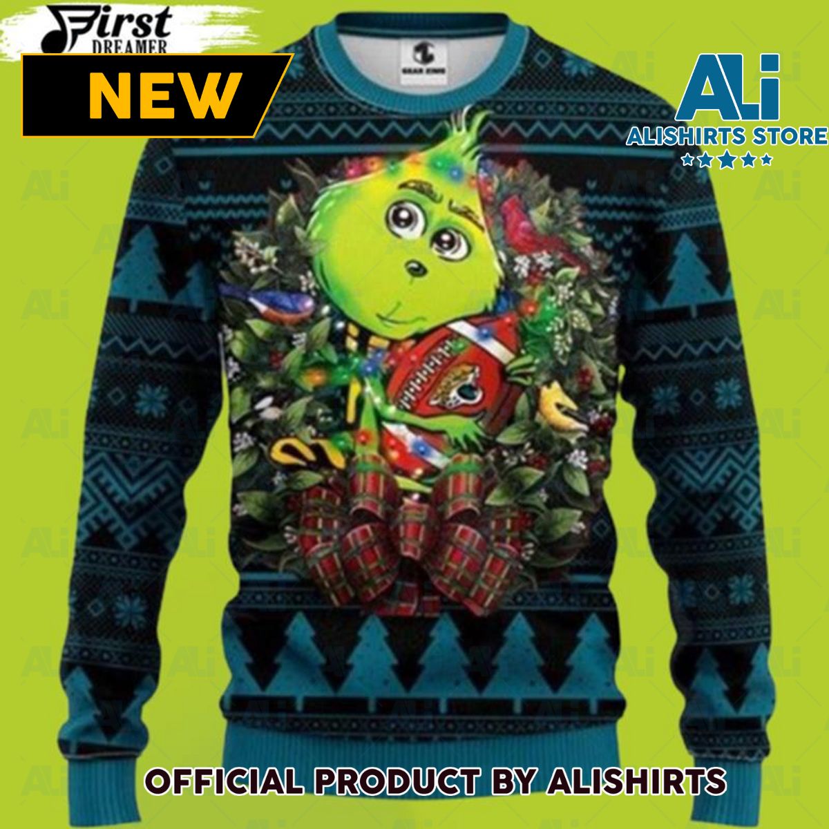 Nfl Jacksonville Jaguars Grinch Hug Christmas Ugly Sweater