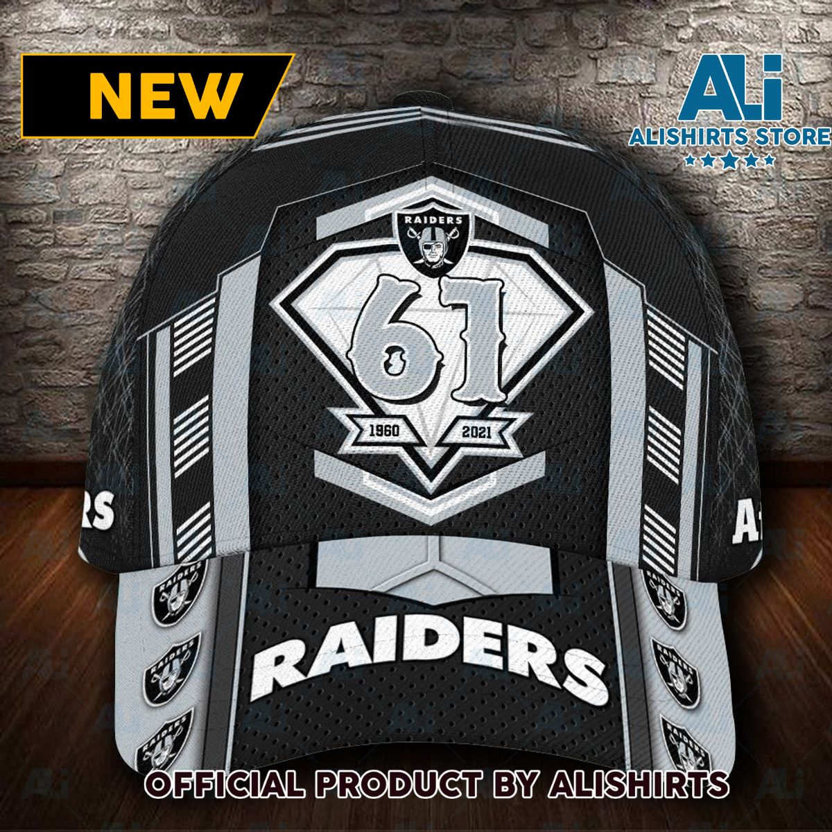 Personalized Las Vegas Raiders 61th Anniversary Classic Cap