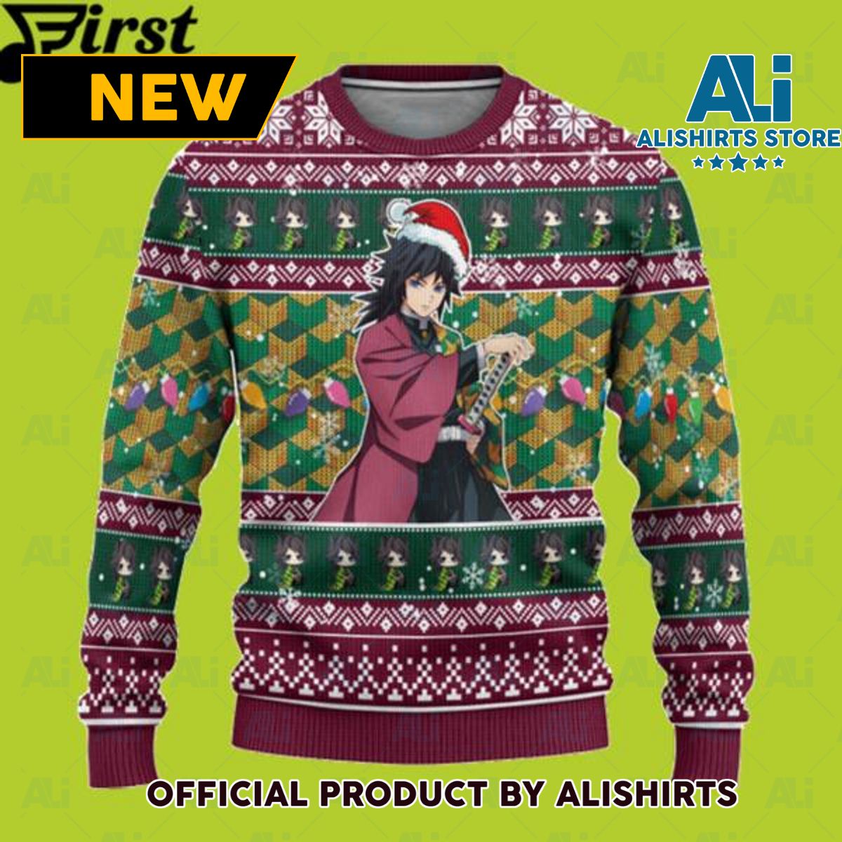 Giyuu Tomioka Slayer Chibi Demon Slayer Ugly Christmas Sweater