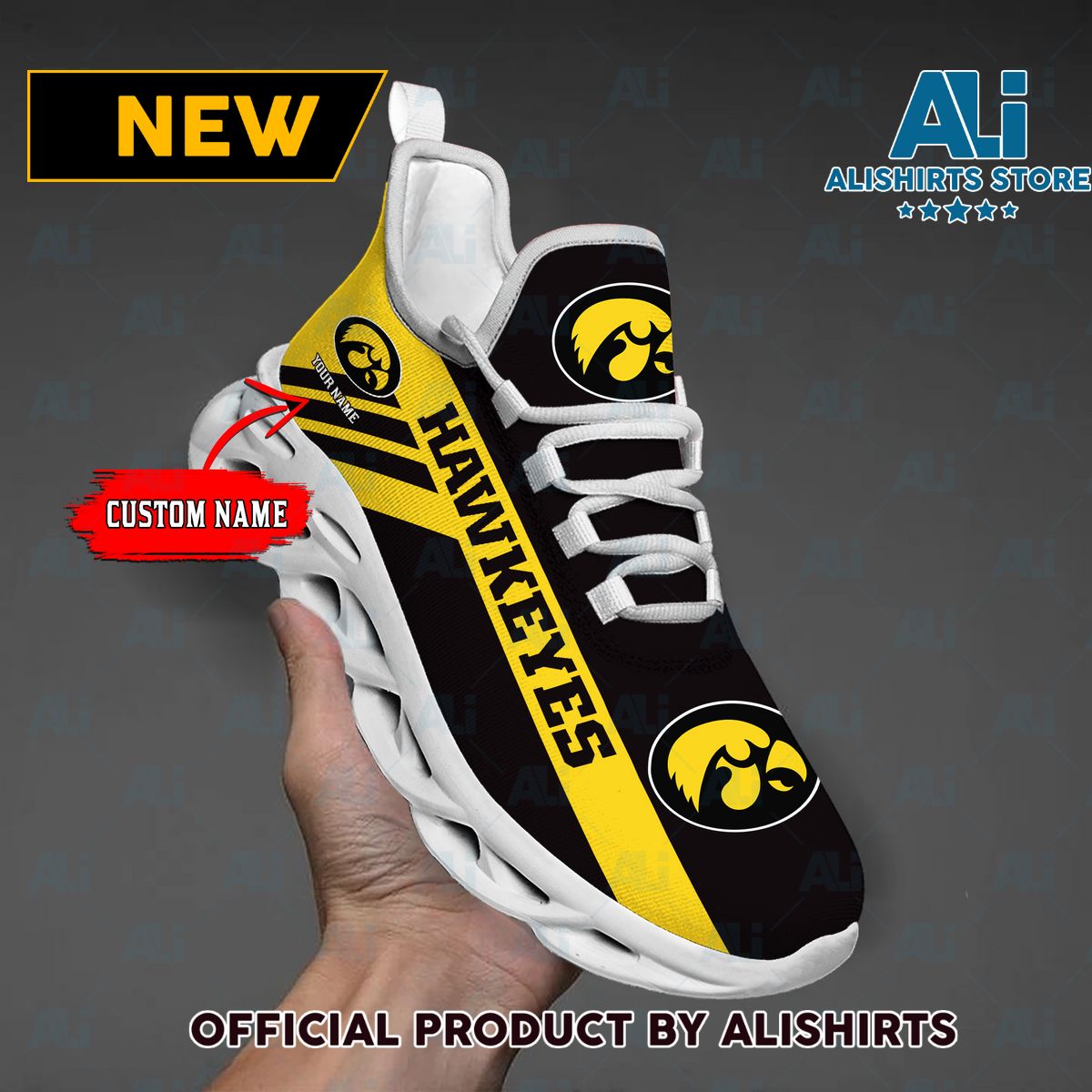 NCAA 1 Iowa Hawkeyes Custom Name Max Soul Shoes