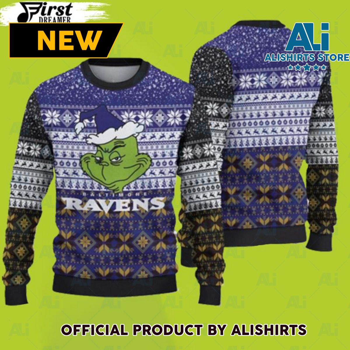 Baltimore Ravens Christmas Grinch Ugly Christmas Sweater Ravens Christmas Sweater