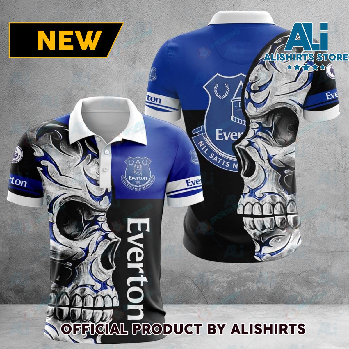 Everton FC EPL Skull Football Polo