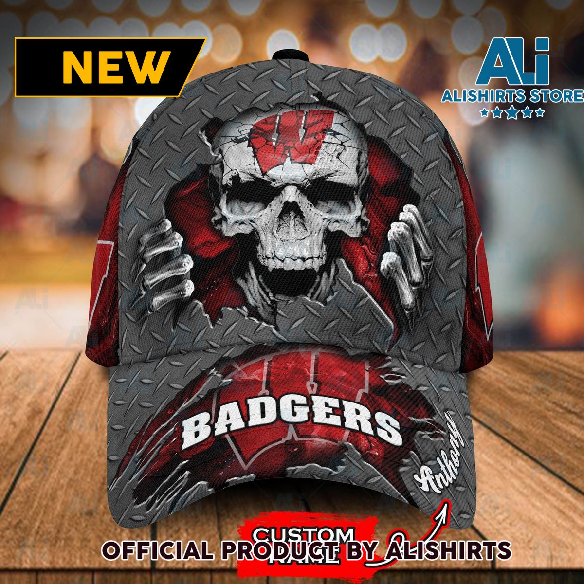 Personalized Wisconsin Badgers Skull Classic Cap