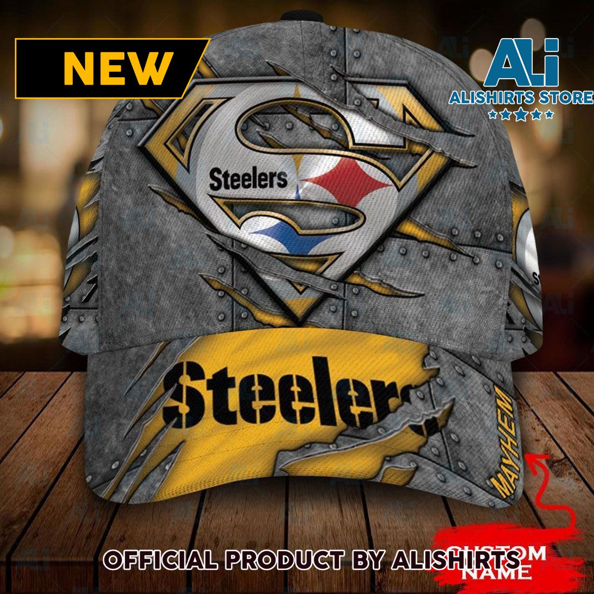 Personalized Pittsburgh Steelers Superman Logo Rivet Pattern Classic Cap